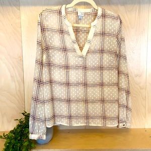 A new day plaid beige pullover blouse- small